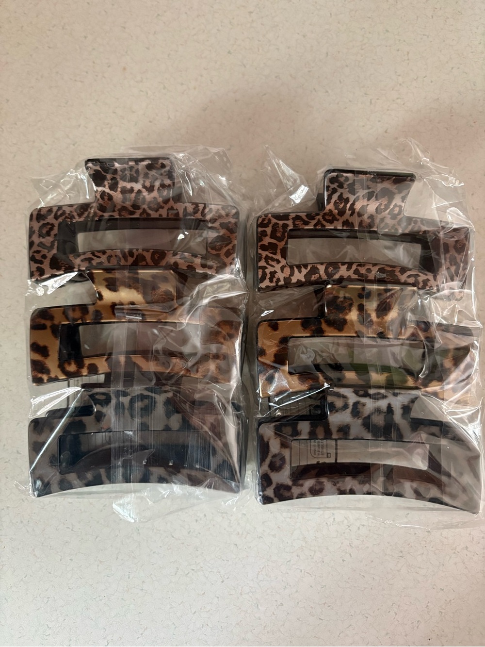 Leopard Cheetah Print Tortoiseshell Hair Claw Clips - Set of 6